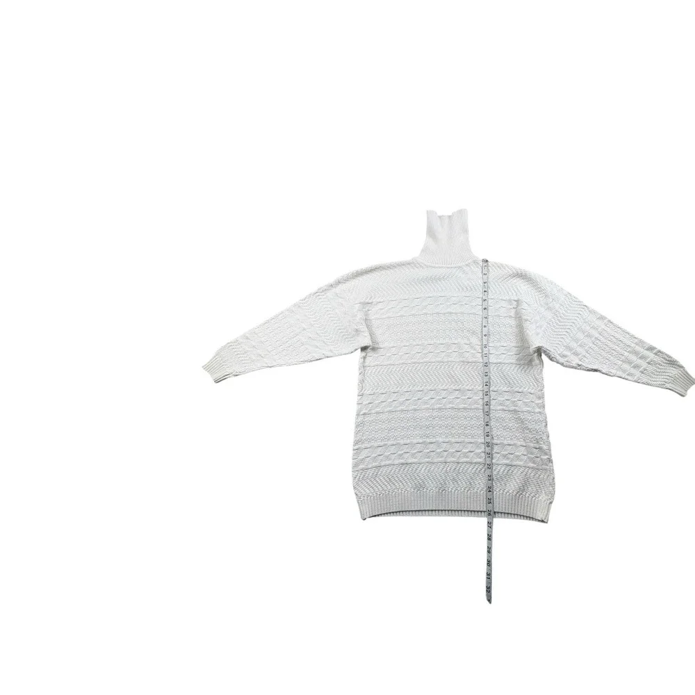 Ann‎ Taylor Cream Cable Knit Turtleneck Sweater Womens Medium 100% Cotton